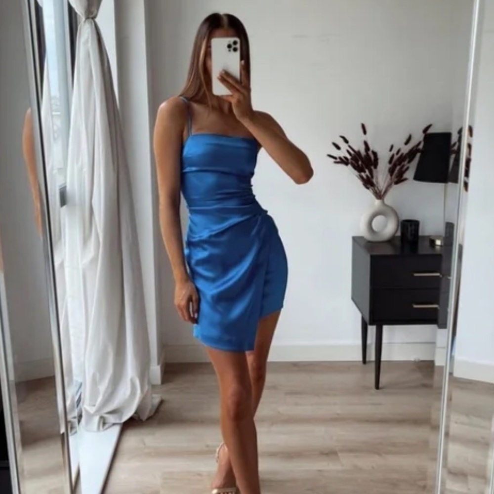 Zara Blue Satin Dress (Blogger Favorite)